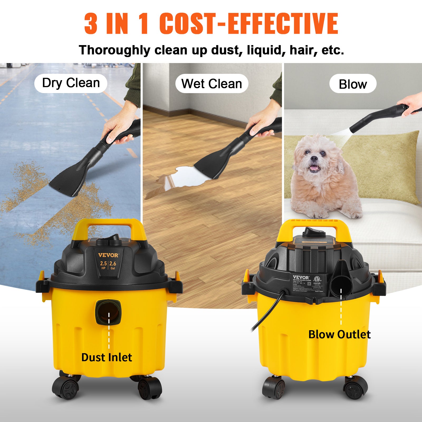 Compact Vacuum Cleaner for Wet and Dry Cleaning